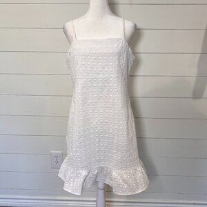 Gianni Bini White Eyelet Spaghetti Strap Dress with Ruffle Size XL